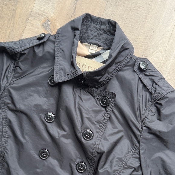 Burberry Women's Black Double-Breasted Trench Jacket - Size 12 - Picture 2 of 6